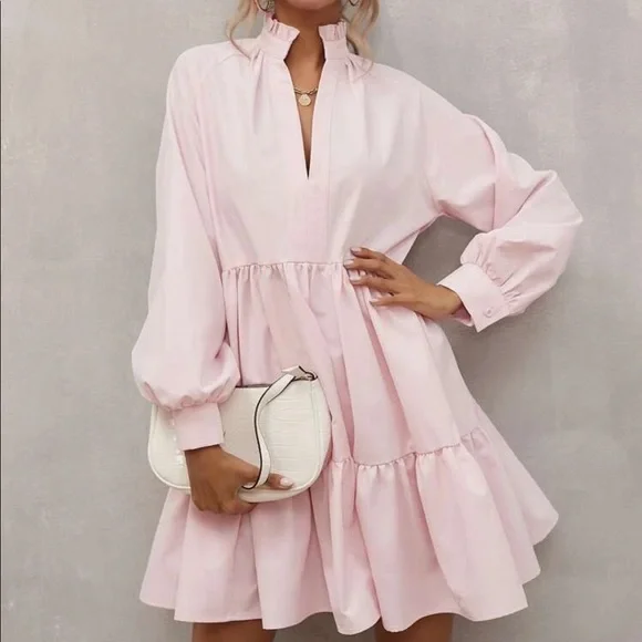 Boho Baby Pink Notch Neck Smock Dress | Color: Pink | Size: 8 | Karaandk_Plus's Closet